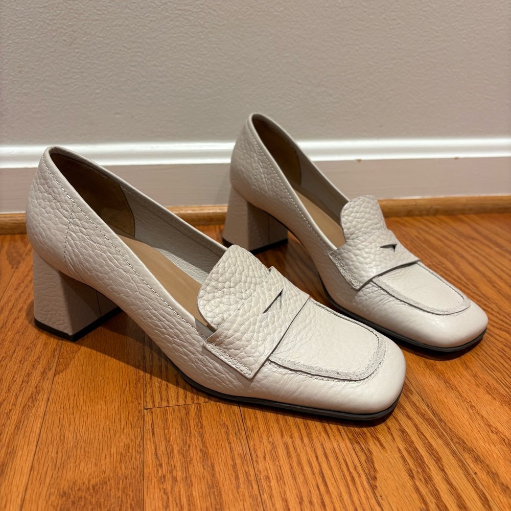 Aquatalia Carlina Block Heel Loafer‎ Sz 11 Square Toe Leather